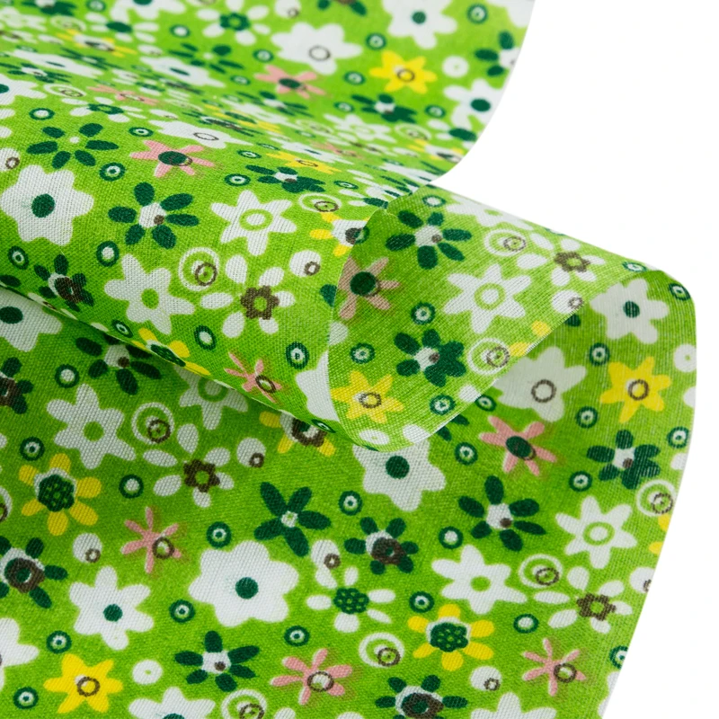 Thin Cheap Fabric Printed Polyester Patchwork Fabric Flower Pattern For Dolls And Wedding Decoration T7869