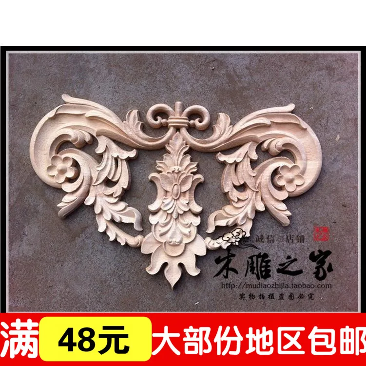 

Dongyang woodcarving flower applique patch special offer European style carved wood door flower bed flower wood furniture cabine