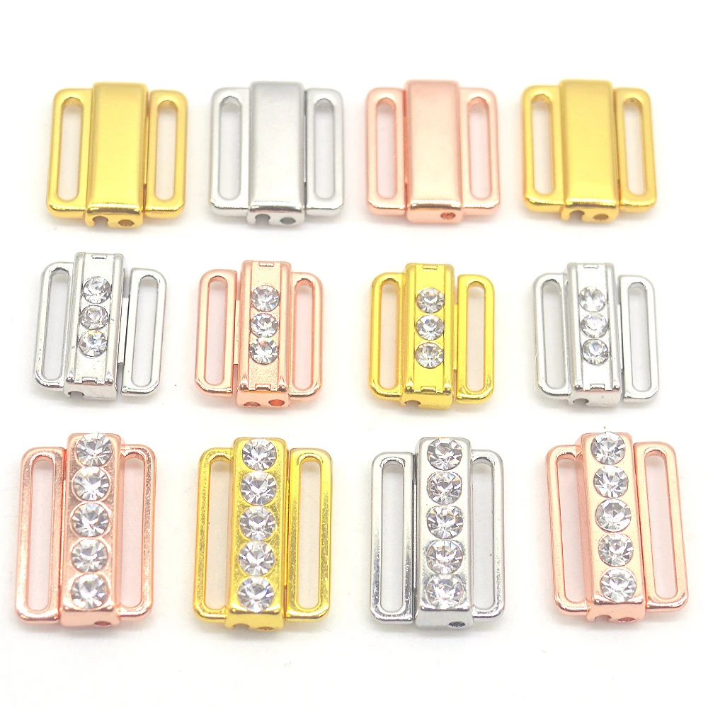 2pcs/lot silver gold Rectangle Tape Closure Hook & Clasp Rhinestone bra buckle Waist Extenders Sewing On Clothes Bra Clip Hook