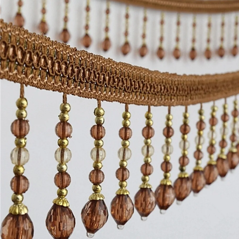 12yards Briaded Hanging Beads Tassel Fringe Trimming Applique Fabric Ribbon Tape Band Curtain Table Wedding Decorated T2583 image 4