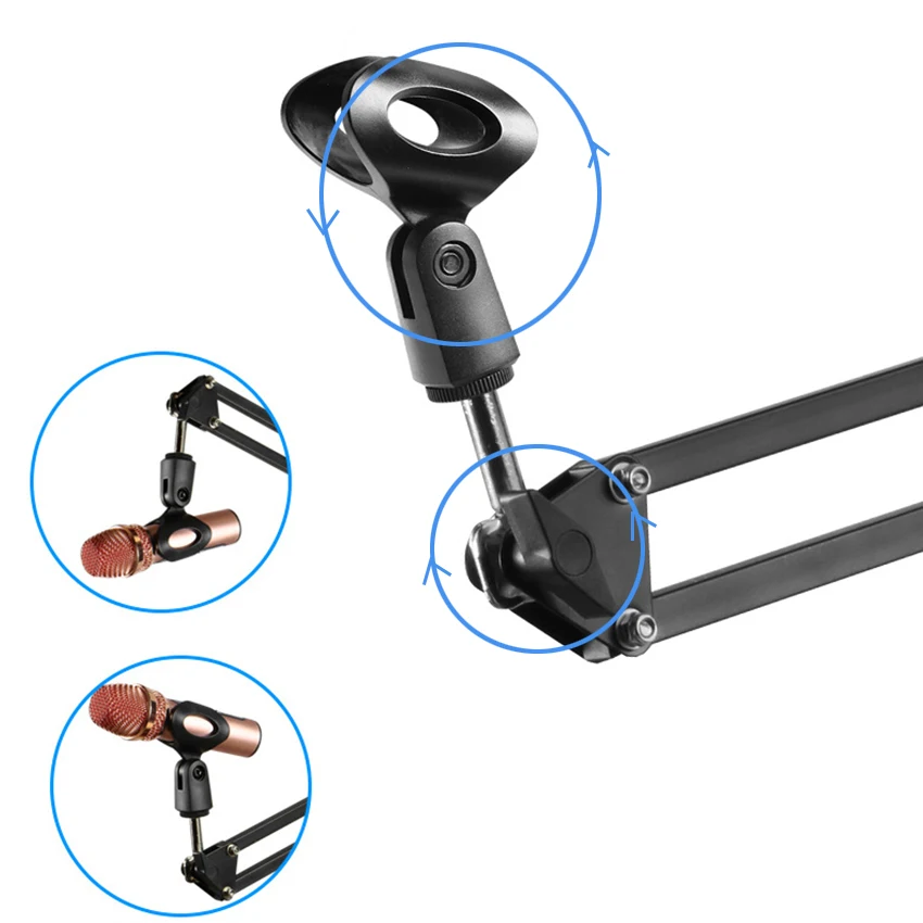 Nuovo Arrivo Pieghevole In Metallo Espositori e Alzate Monta Supporto per i Microfoni Da Tavolo Comodo Treppiede Staffa con Morsetto per Blogger