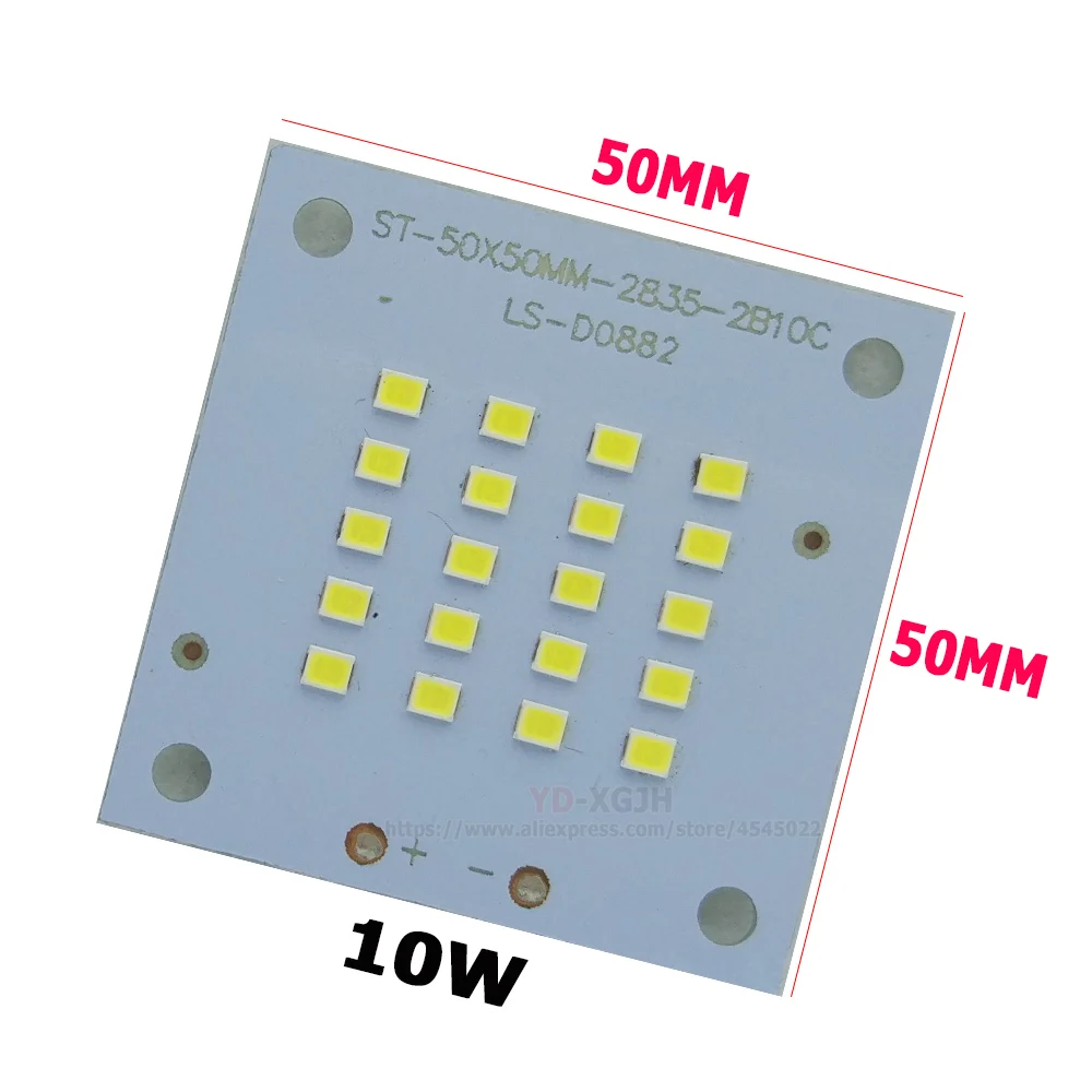 Smd 2835 LEDチップ照明、PCBボード、100% フルパワー、ホワイトウォーム、1000lm、50x50mm、10w、スポットフラッドライト、20個