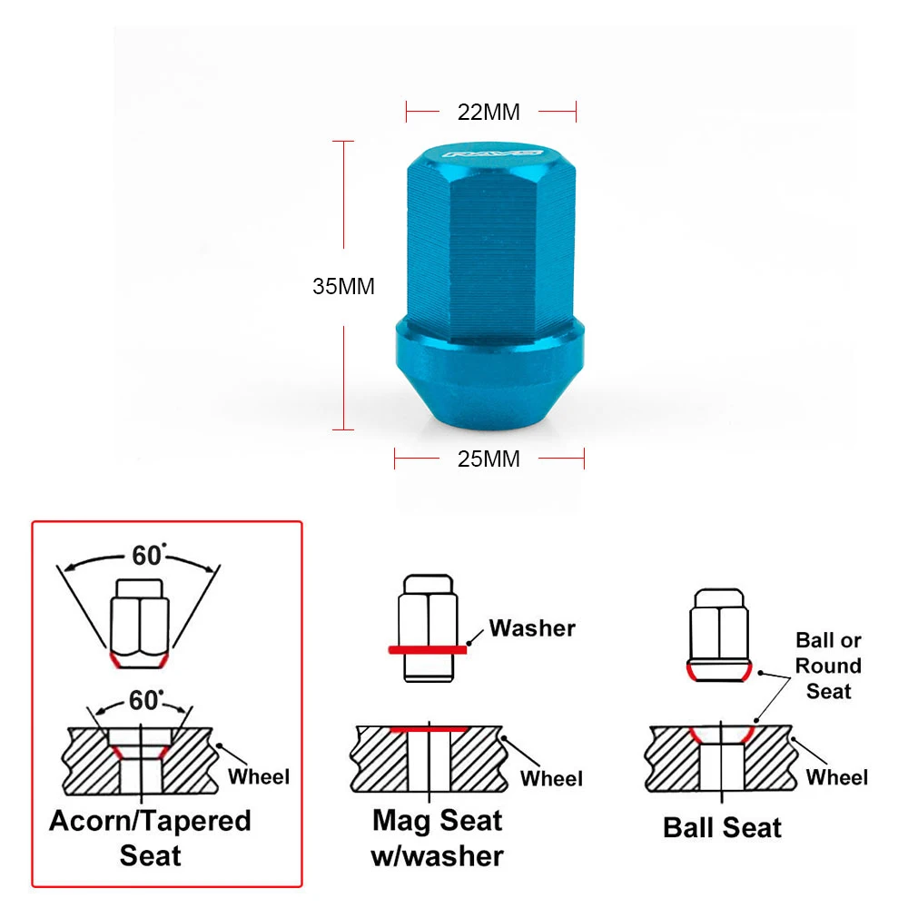 Rays Performace Alloy Aluminum Wheel Lock Nuts Racing Lug Nuts Length 35MM