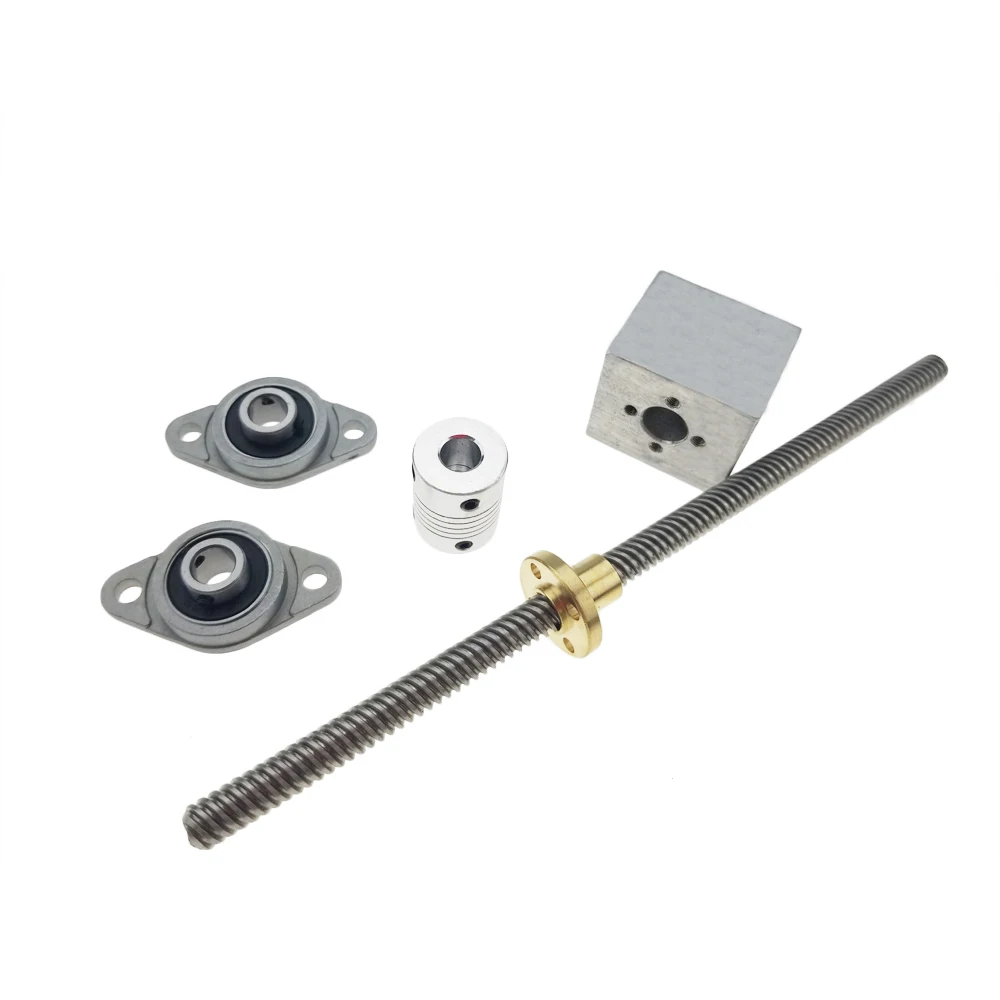 3D Printer T8 Lead Screw 250 300 350 400 450 500 550 600 650 700 750 800mm KP08 KFL08 nut housing Lead Screw Set with coupler
