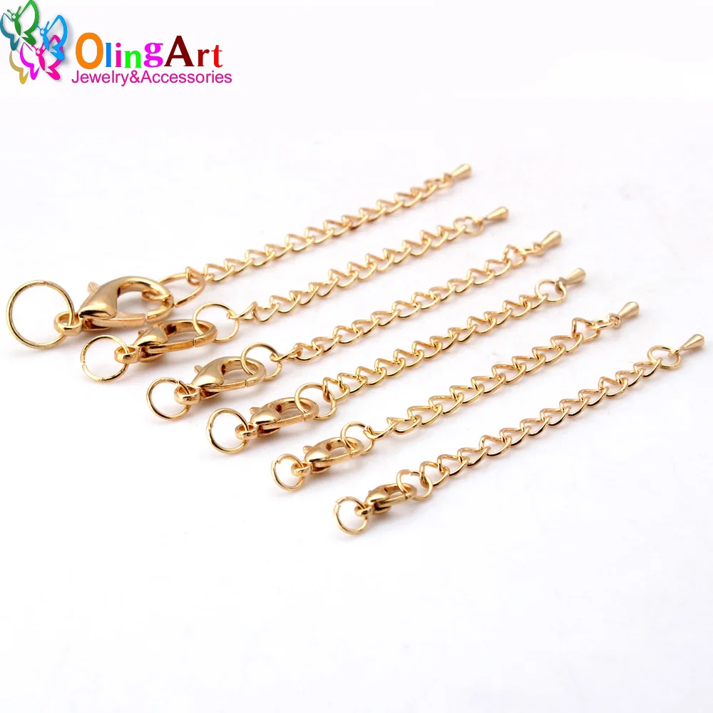 OlingArt 10/12/14/15/18/21MM 12 Cái/lốc Mạ KC Vàng Dây Làm vòng Tay Tôm Hùm Khóa Nối Dài Dây Chuyền Đuôi Trang Sức Làm