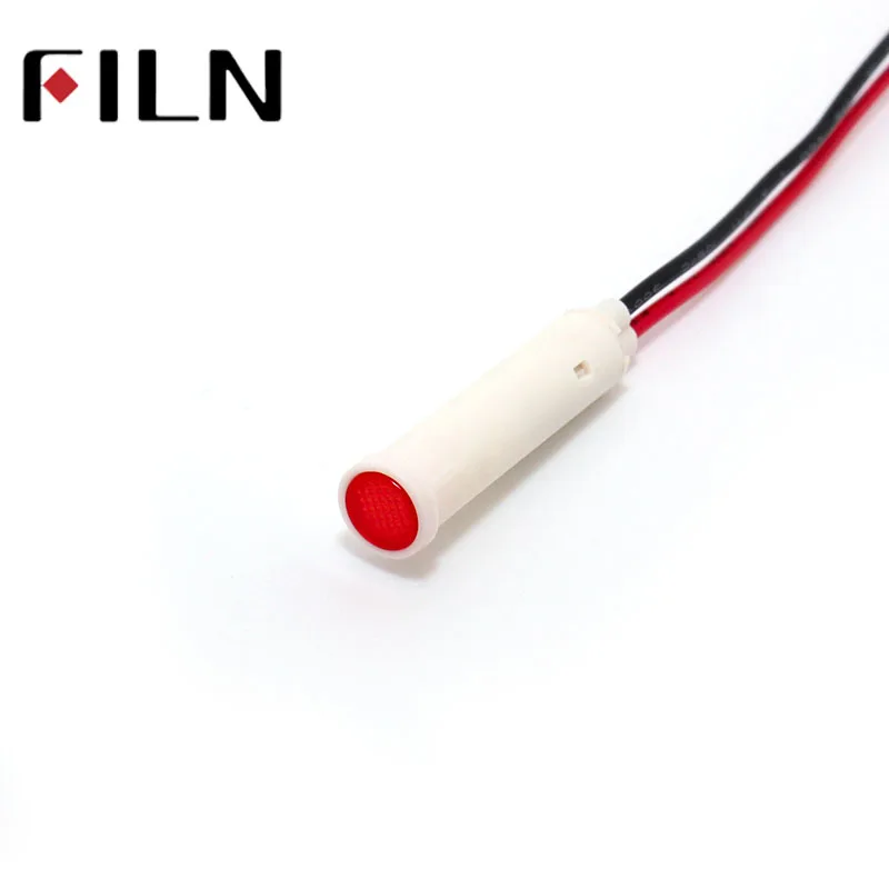 FILN 8mm mounting hole plastic red yellow blue green 24v pilot lamp with terminal pins