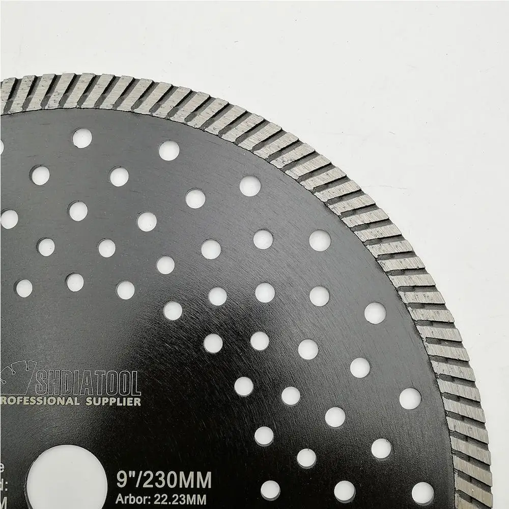 DIATOOL 3 pcs 230 MM Berlian Panas Ditekan Berlian Turbo Pisau Multi Lubang Untuk Aterial Keramik Ubin Granit Cutting