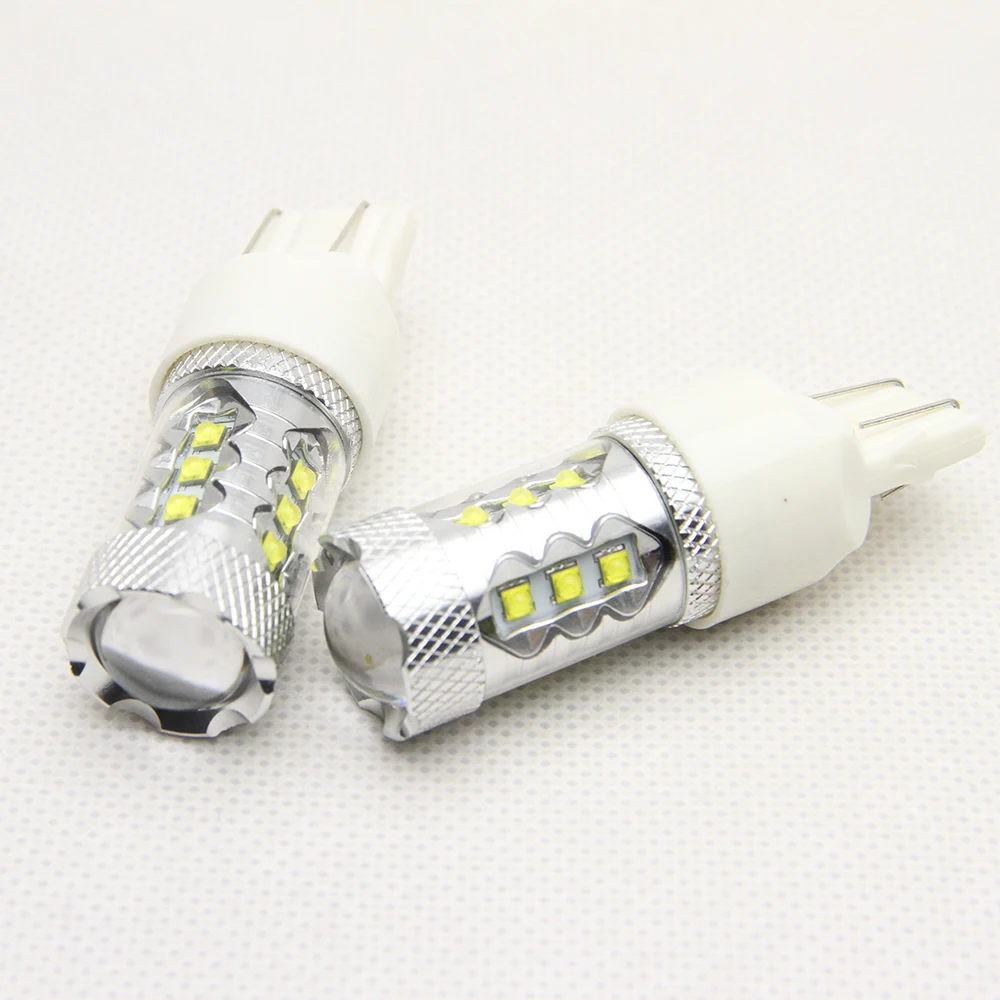2x RED/White/Yellow W21/5W 7443 7440 7441 7444 992 T20 80W High Power Backup Reverse Turn Signal Led light Car Lights headlight