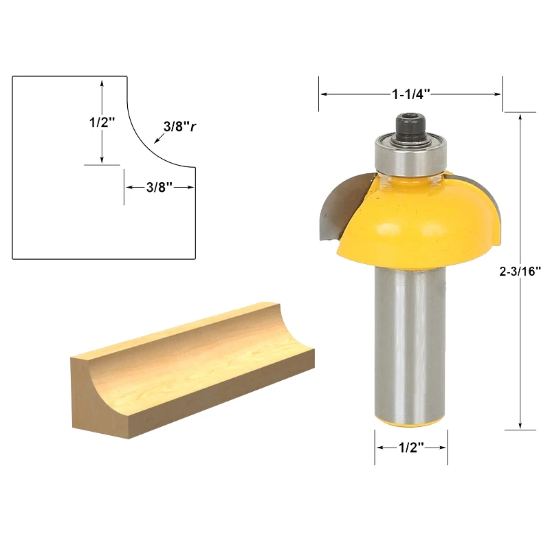 

1pcs Cove Edging and Molding Router Bit - 3/8" Radius - 1/2" Shank