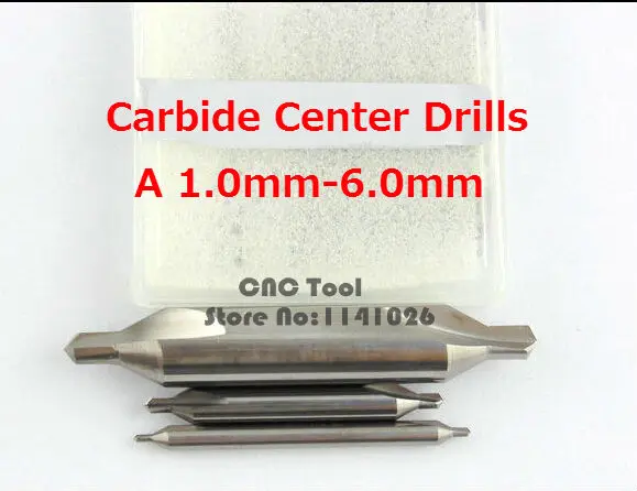 Broca Central de Carboneto tipo A1.0 Mm6.0 mm 60 Graus Brocas Centrais Ferramenta de Furo de Centro de Localização Ferramentas de Corte Peça