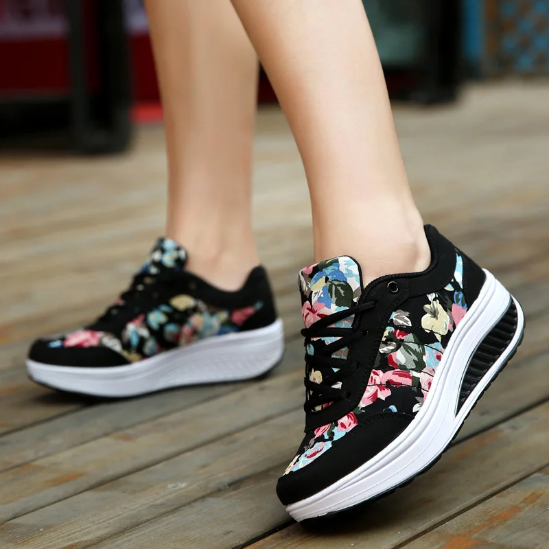 2023 Autumn Women Casual Shoes Fashion Breathable Walking Wedge Shoes Women Sneakers Printed Ladies Shoes Tenis Feminino WSH3302