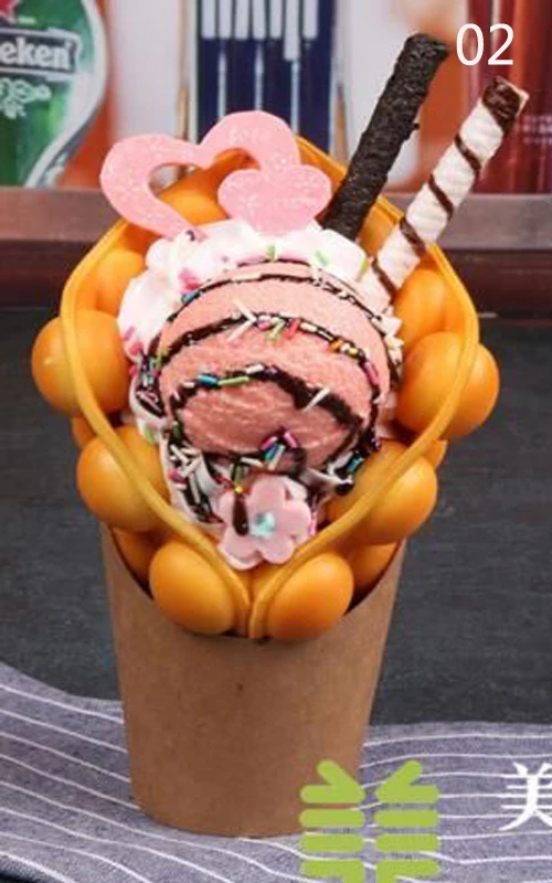 Hong kong ovo bolha waffle molde bolha ovo waffle exibição falso sorvete ovo waffle modelo de exibição