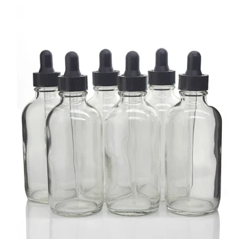 6pcs 4 Oz Clear Glass Dropper Bottle w/ Eye Dropper Pipette 120ml Empty Refillable for Essential Oils Lab Chemical Reagent