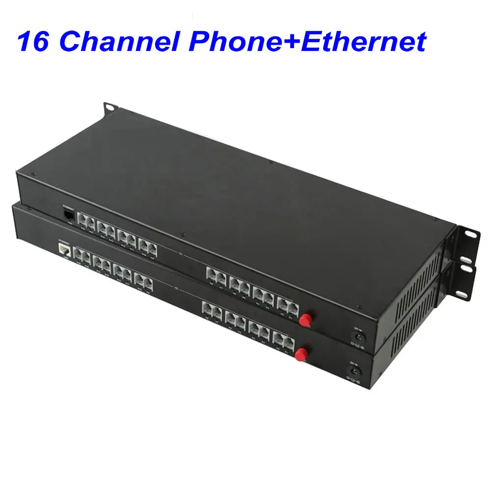 1 Pair 16 Channel  -PCM Voice Tel Over Fiber Optic Multiplexer Extender with 100M Ethernet ,Support Caller ID and Fax Function