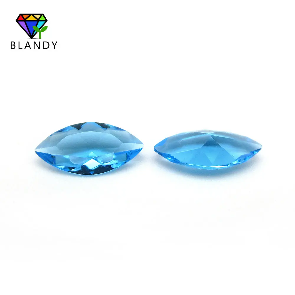 Wholesale Price 1.5x3~8x16mm Marquise Shape Seablue Glass Stone 5A Quality Aquamarines Loose Synthetic Glass Beads For Jewelry