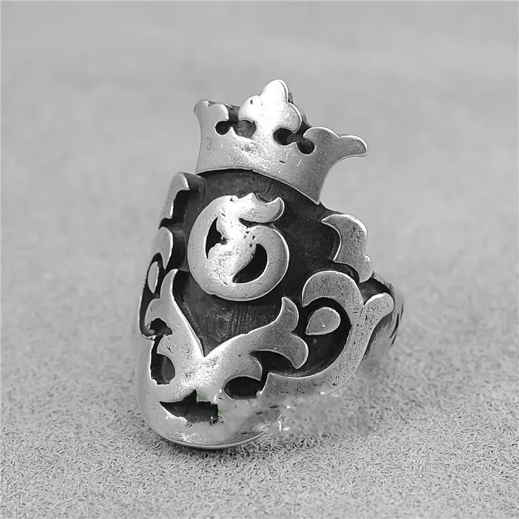 Gaboratory Garber Hand-polished Retro 925 Silver Thai Silver Men's Crown Opening Ring