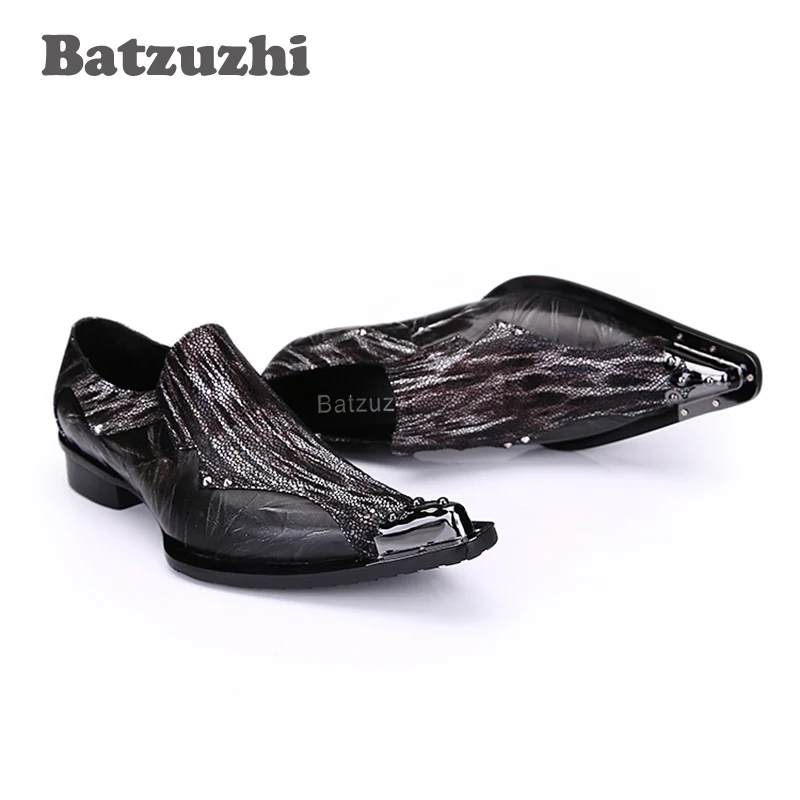 Batzuzhi Japanese Type Fashion Men\'s Leather Shoes Pointed Toe Leather Dress Shoes Men High Inreased Footwear! Big Sizes 38-46