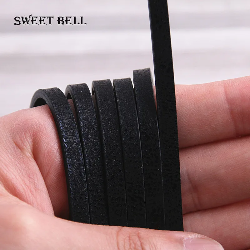 5 루트 1 미터 x 5mm 플랫 PU 가죽 코드 & 로프 Diy 쥬얼리 결과 액세서리 패션 쥬얼리 팔찌 재료 만들기