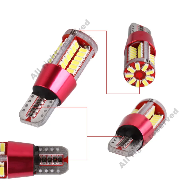 2pcs T10 W5W LED Bulb Canbus Error Free Car Lights Interior Map Read Door License Plate Auto lamps 3014 SMD 57 Chips 12V