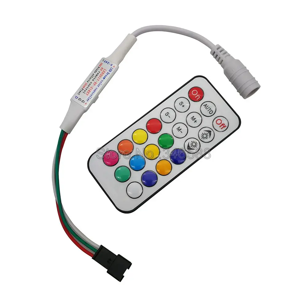 WS2812B WS2811 Mini RF Remote LED Pixel Strip Light Controller USB/DC 3Keys RF 14/17/21Keys With Remote Controller DC5-24V