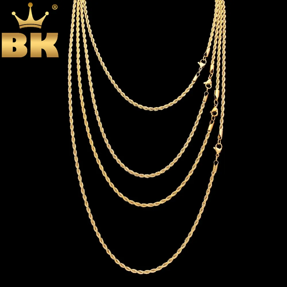 Stainless Steel 3mm Rope Chain Necklace 18inch 22inch Gold Silver Color High Quality Hiphop Fashion Jewelry For Men/Women