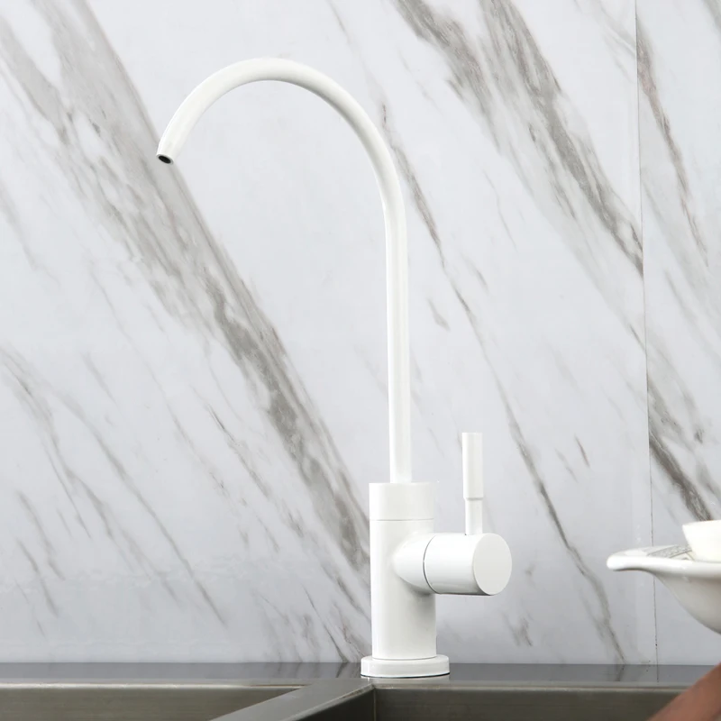 Single Handle Drinking Water Kitchen Faucet, Filtered Water Faucet RO Beverage Faucet, Lead-Free Water Spigot,White