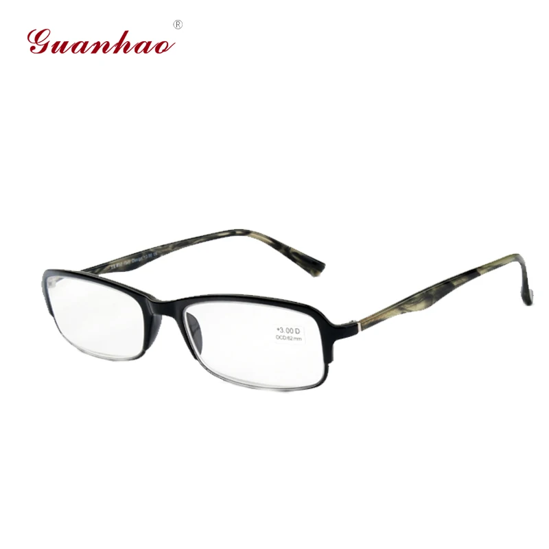 Guanhao Reading Glasses Men Women Front Frame with Trendy Fashion Frames Acetate Temples Hyperopia Glasses 1.0 1.5 2.0 2.5