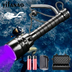 Linterna ultravioleta LED para buceo, luz púrpura, 200M, 395nm, para buceo y caza