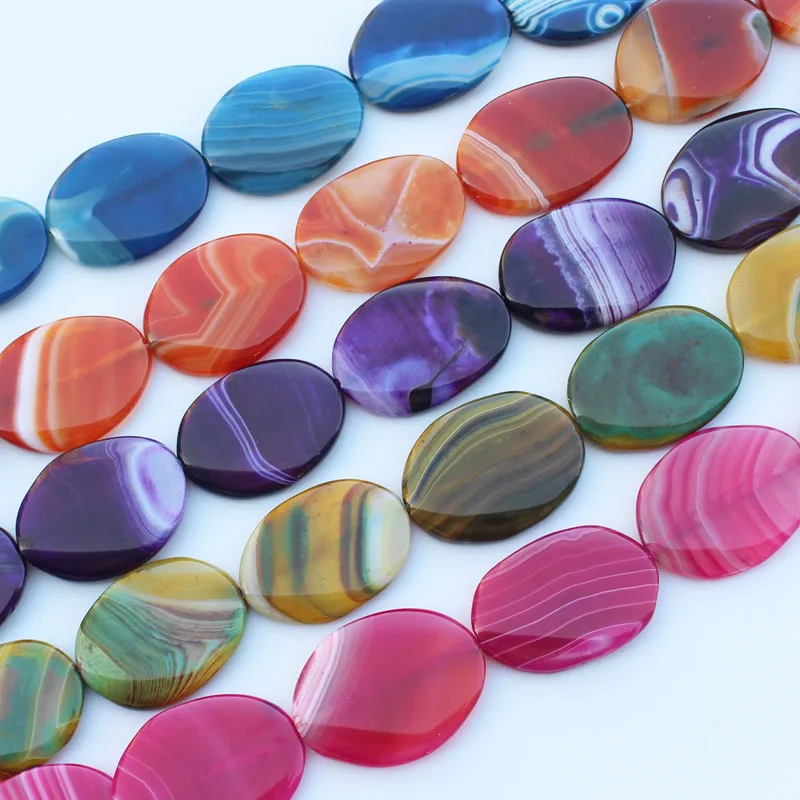 28-30x37-40mm Multi-Color Agates Oval Beads 8pcs ,  For DIY Jewelry making ! Mixed wholesale for all items!