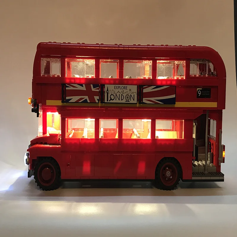 Dipimpin Cahaya Set Untuk Lego technic 10258 London bus London bus bricks set Kompatibel 21045 Blok Mainan teknik Pencahayaan Set