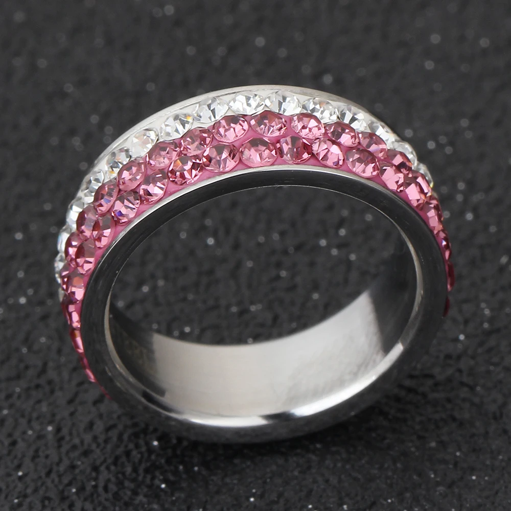 Christmas gift  Czech crystal rings for women and girl High Quality stainless steel ring accessories jewelry Wholesale