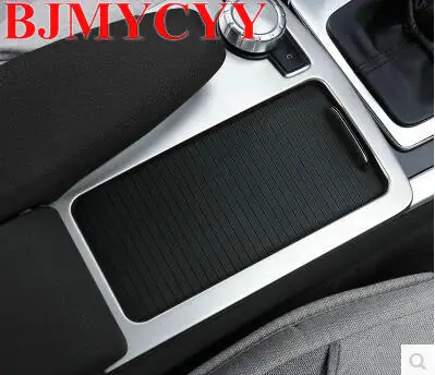 

BJMYCYY Stainless Steel Car Console Gear Shift Decal Strips For Mercedes Benz C class W204 2008-14 Water Cup Holder Frame