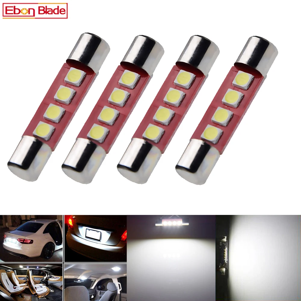 4pcs 28mm 29mm C5W 4 SMD 3030 LED Lamp Bulb For Festoon Auto Interior Sun Visor Vanity Mirror Fuse Light White DC12V Car Styling