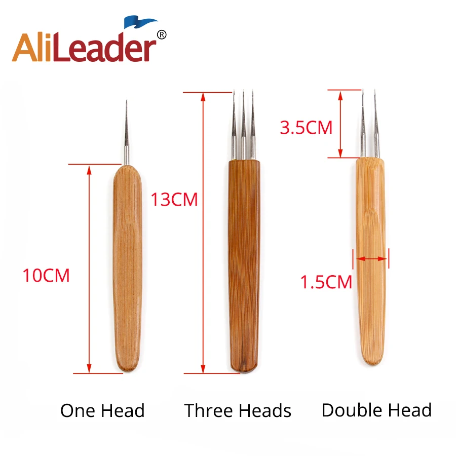 Alileader 0.75mm Double Head Dreadlock Wood Handle Crochet Needle Hook For Dreadlocks Braids Hair Making Needle Tools For Dreads