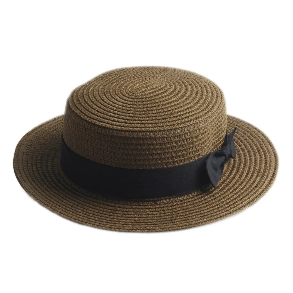 Mistdawn Fashion Wanita Pria Musim Panas Straw Boater Hat Boonie Topi Pantai Sunhat Topi Bowler