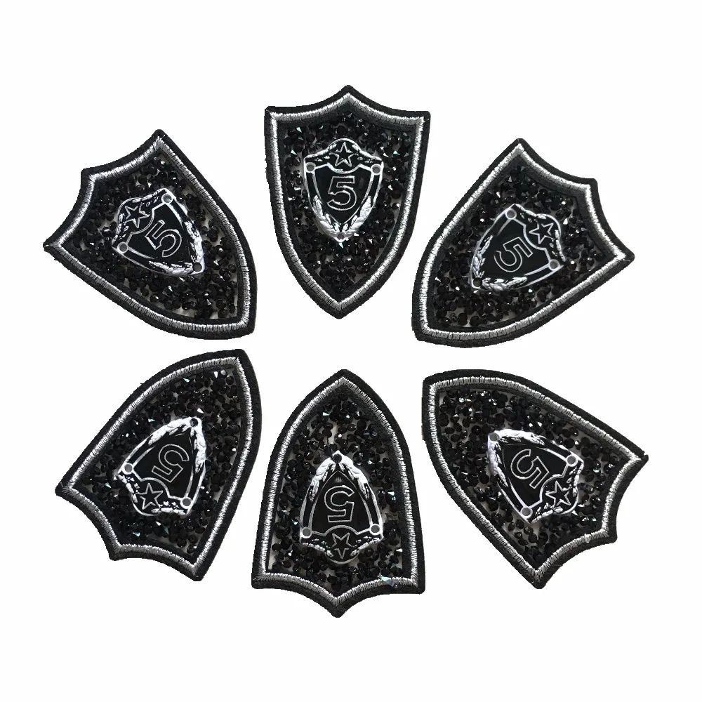 3D Rhinestones Star 5 Badge Patches for Clothes Hot Melt Crystal Beading Stickers Girl's Cloth Decoration Embroidered Appliques