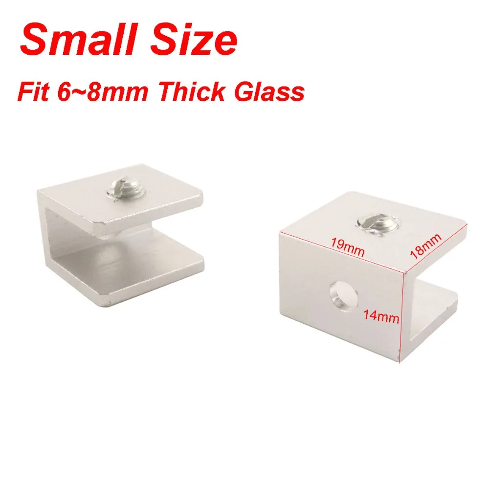 10pcs Cabinet Glass Clamp Fit 6mm-8mm Rectangular-Shape Glass Clip Shelf Support Bracket Aluminum Alloy Glass Shelf Holder