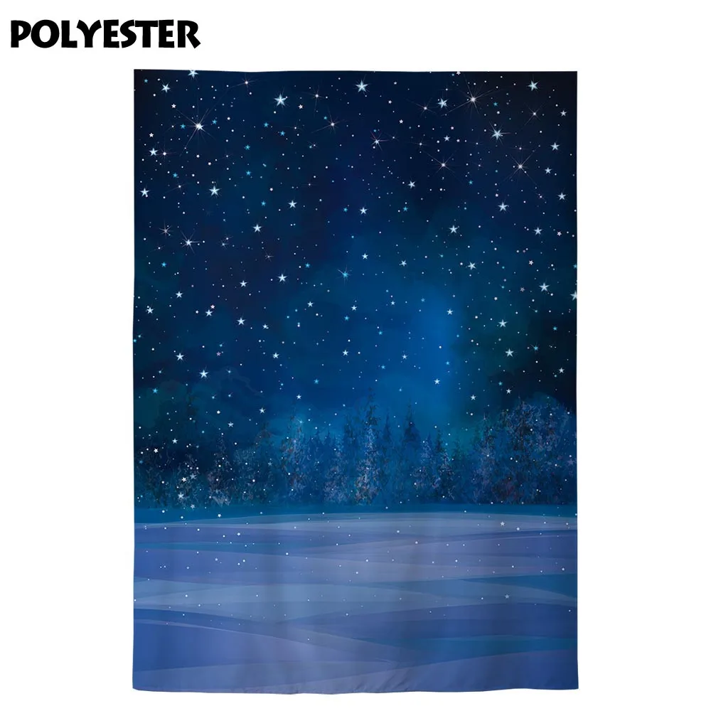 Allenjoy background for photo studio winter night starry sky forest painting photography backdrop photo shoot prop decor