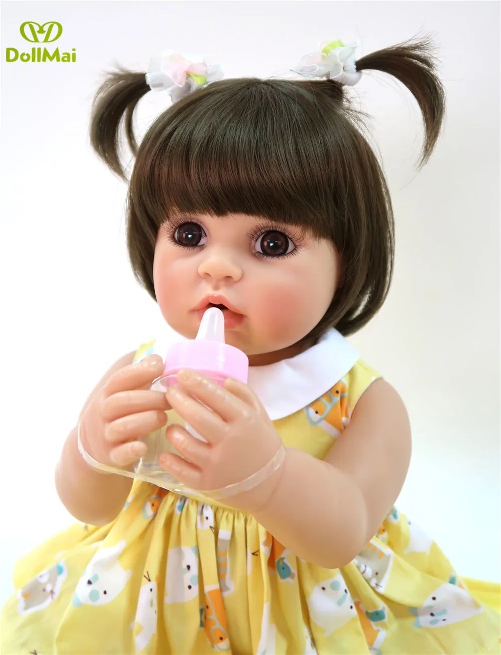 DollMai bebe reborn completa  Vinyl Silicone Reborn Baby Doll Toys cute real baby girl toddler doll Child Birthday  Gift 56cm