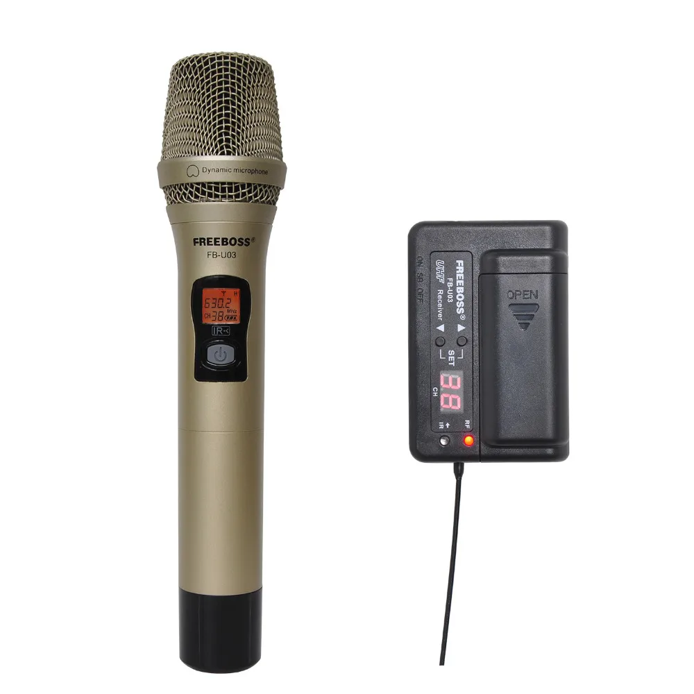 FREEBOSS FB-U03-2M 1 Way 100 channel Metal Handheld Transmitter Wireless Microphone Camera Microphone Party Karaoke Microphone