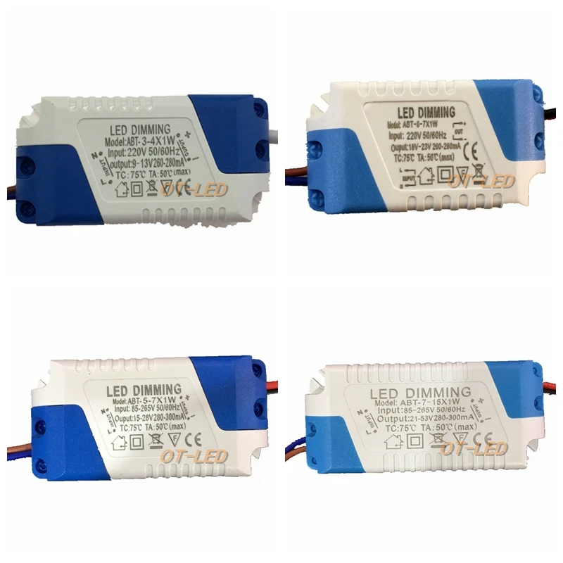 Dimmable Isolated 300mA 3-4x1W 5x1W 6-7x1W Led Driver 3W 4W 5W 6W 7W 9W 10W 12W 20W 24W Power Supply AC 110V 220V for LED lights