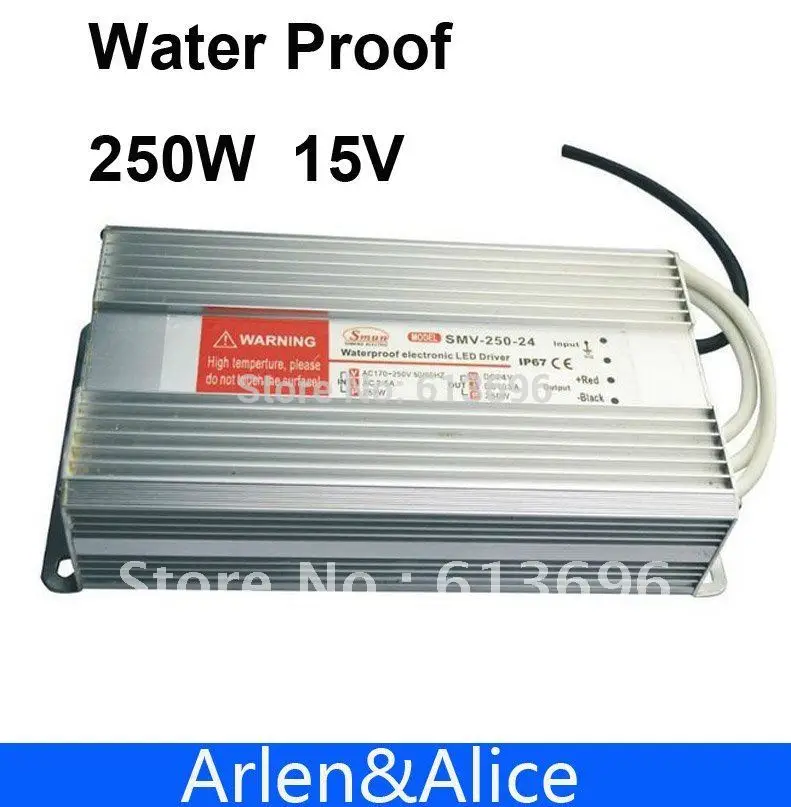 

250W 15V 16.6A Waterproof outdoor Single Output Switching power supply for LED SMPS