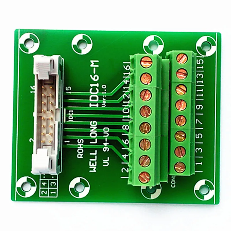 

IDC16 2x8 Pins 0.1" Male Header Breakout Board, Terminal Block, Connector.