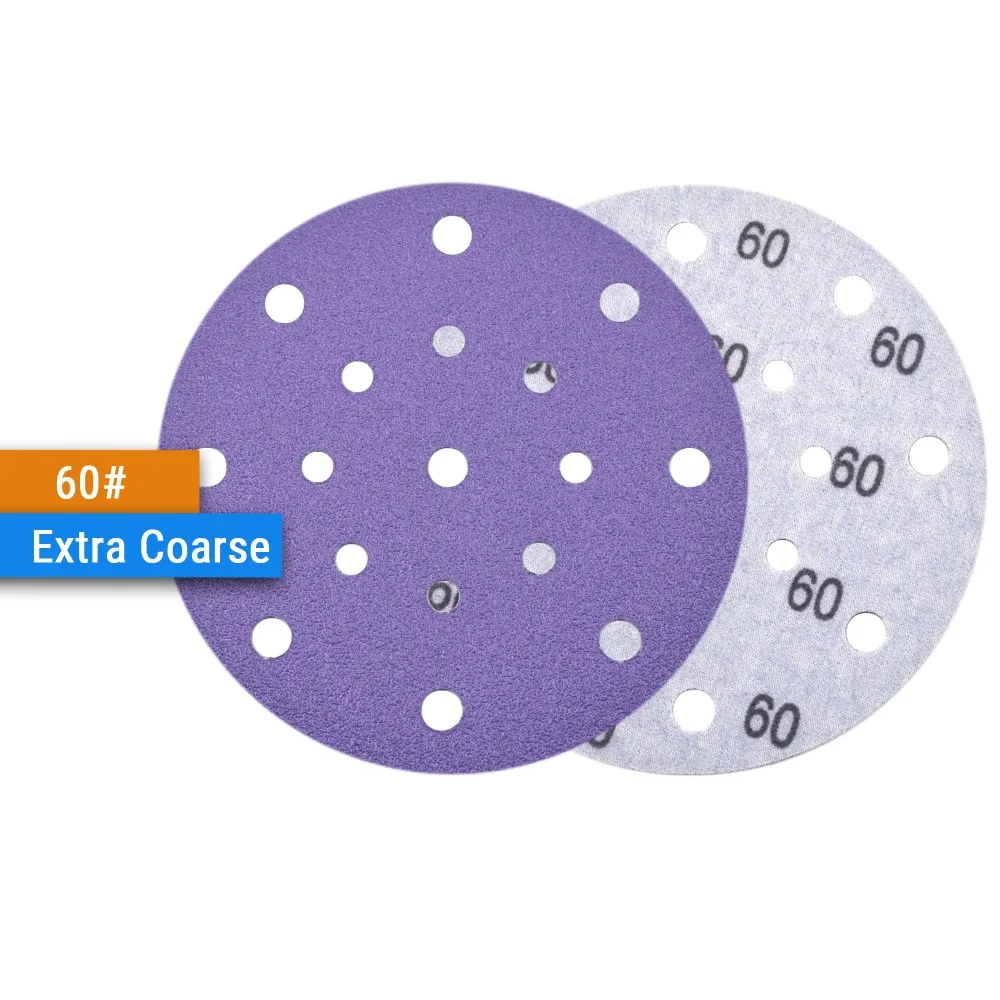 Motorstator-/05/2019 de ponçage pour ponçage à sec, 6 pouces, 150mm, 17 trous, grain 60 #-600 #, papier abrasif floqué convertible, 10 pièces