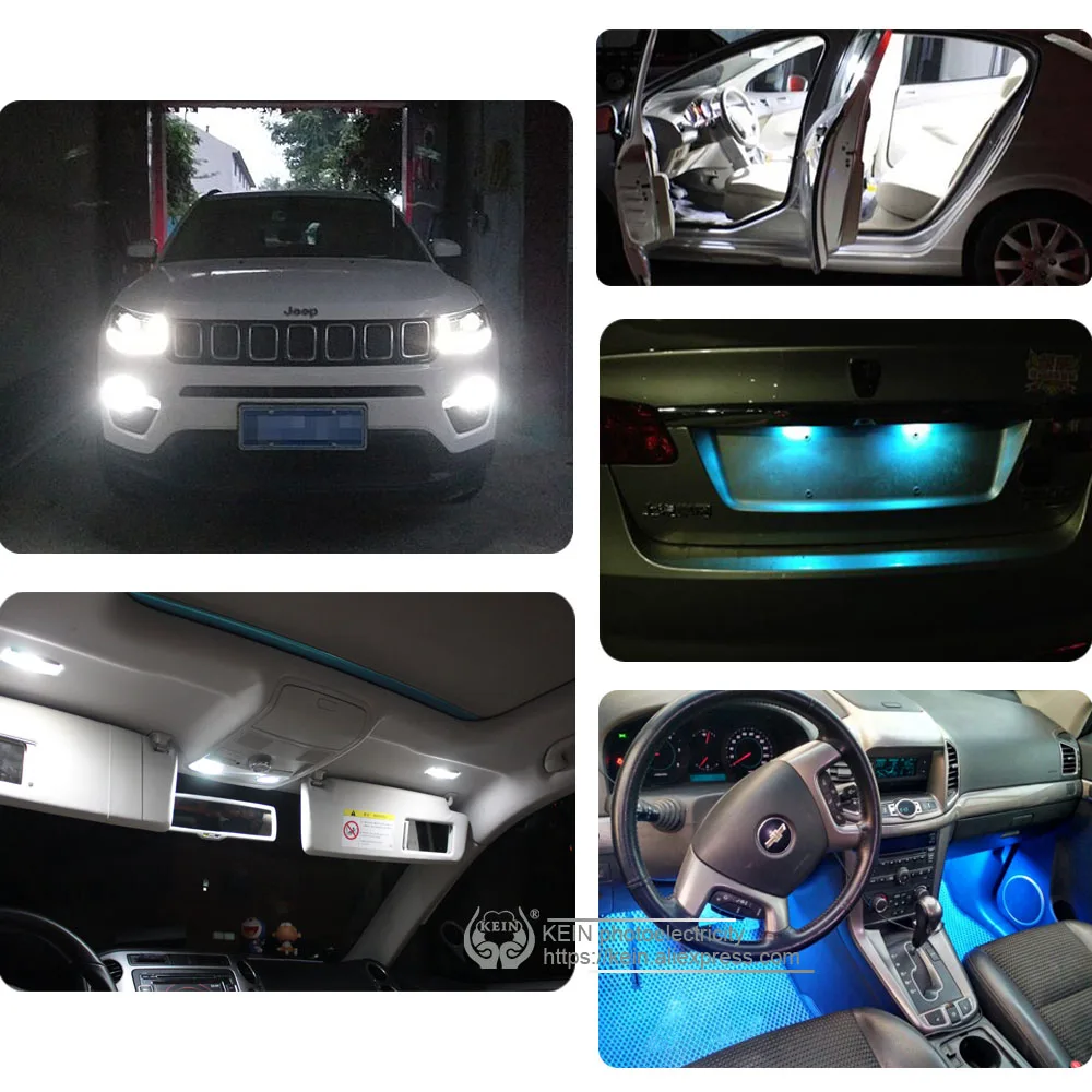 KEIN 10PCS w5w T10 Led Bulb 194 5W5 Filament Glass COB Interior Clearance Lamp Trunk Rear Fog Signal Lights auto Car 12V White