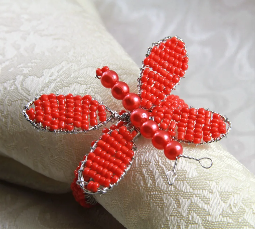 christmas butterfly napkin rings free shipping 12 pcs,  beades napkin ring, wedding decoration napkin holder 12 pcs