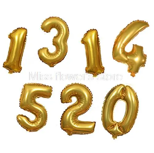 1 PCS 16 Inch Foil Balloons Gold Arabic Number 0-9 Wedding Birthday Party Decorations Supplies