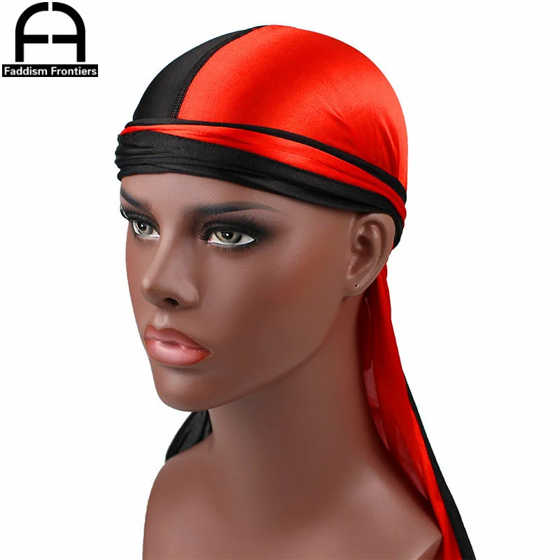 Luxury Men's Silk Patchwork Durags Bandanas Turban Hat Satin Durag Biker Hat Headwear Headband Hair Accessories