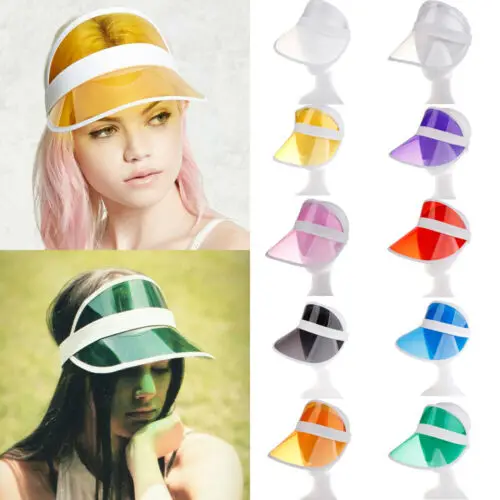 2019 Newest Fashion Summer PVC Sun Hat Plastic Visor Party Casual Hat Clear Plastic Adults Sunscreen Cap visera plastico