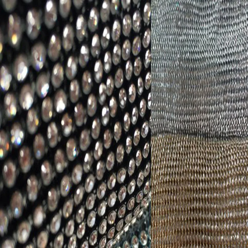 4mm Glitter Clear Rhienstone 45x120cm Metal Mesh Fabric Metallic cloth Metal Sequin Sequined Fabric Curtain Home Decoration